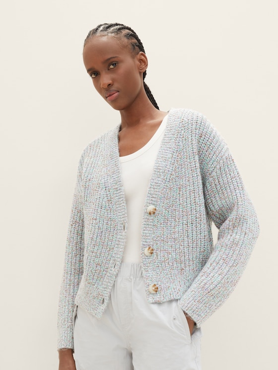 Multi-coloured cardigan with recycled polyester
