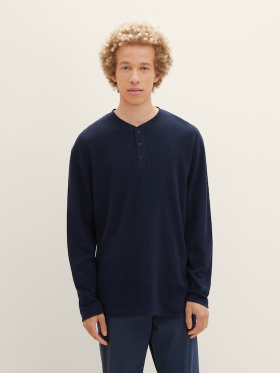 Long-sleeved shirt with a henley neckline by Tom Tailor