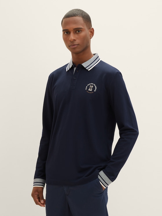 Poloshirt met lange mouwen door Men, sky captain blue