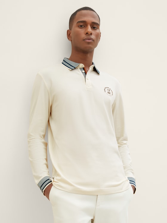 Poloshirt met lange mouwen door Men, vintage beige