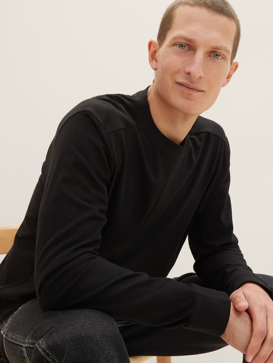 Basic lange mouwen shirt door Men, Black