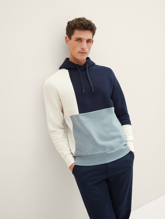 Hoodie with colour blocking by Men, sky captain blue