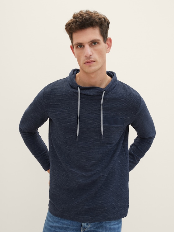 Shirt met lange mouwen en snood door Men, Sky Captain Blue Non-Solid