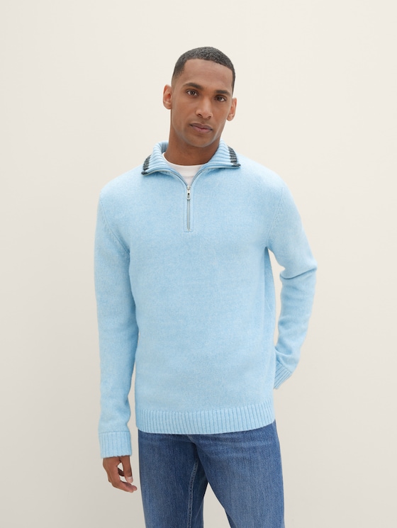 Troyer knitted sweater with recycled polyester