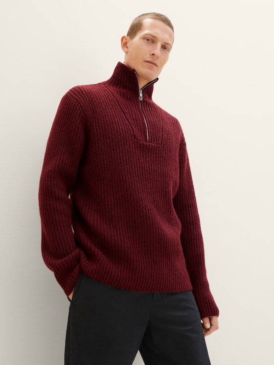 Troyer knitted sweater with recycled polyester