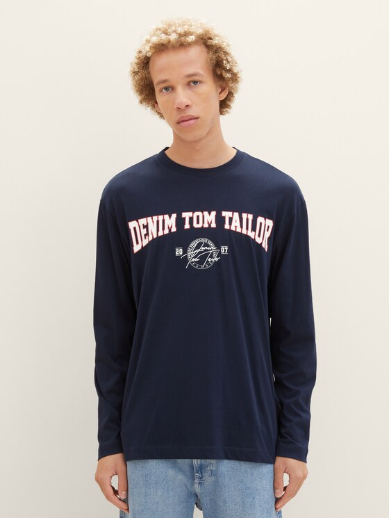 Relaxed Langarmshirt mit Logo Print