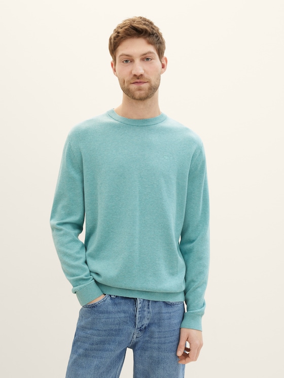 Strickpullover mit Rundhalsausschnitt von Men, soft mint melange