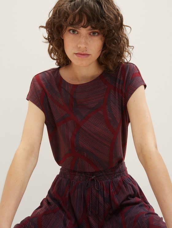 Patterned T-shirt by Women, navy abstract lines