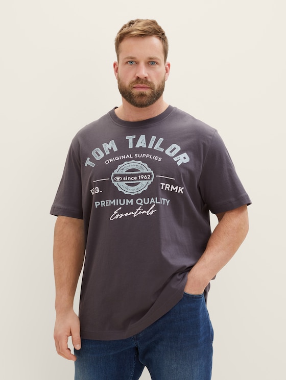 Plus - T-shirt with a logo print by Tom Tailor