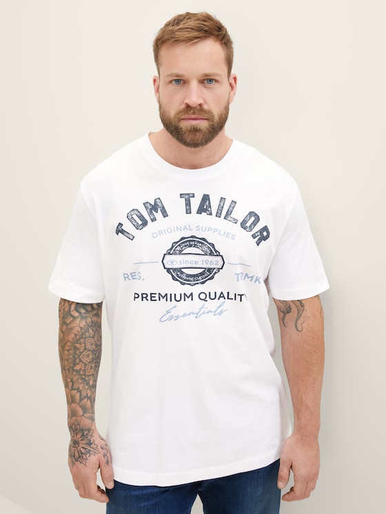 Plus - T-shirt avec logo imprimé par Men Plus Size, White