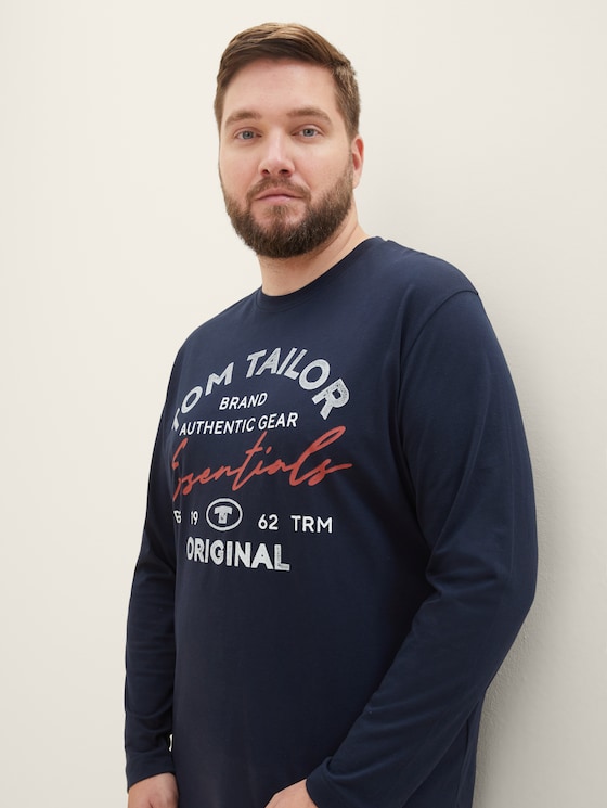 Plus - Long-sleeved shirt with a logo print