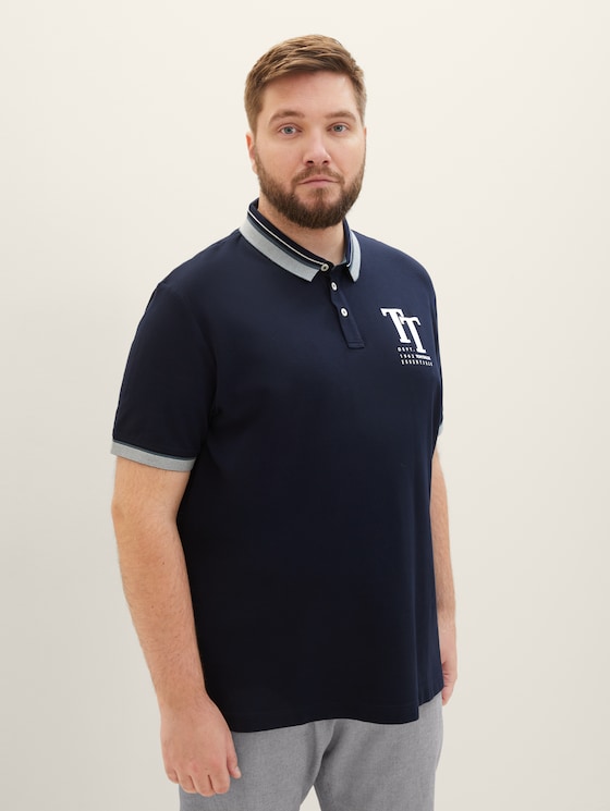 Plus - Polo shirt with a logo print by Tom Tailor