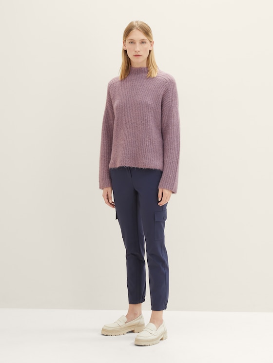 Knitted sweater with recycled polyester