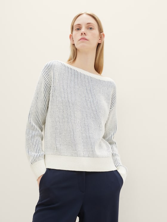 Knitted sweater with a submarine neckline