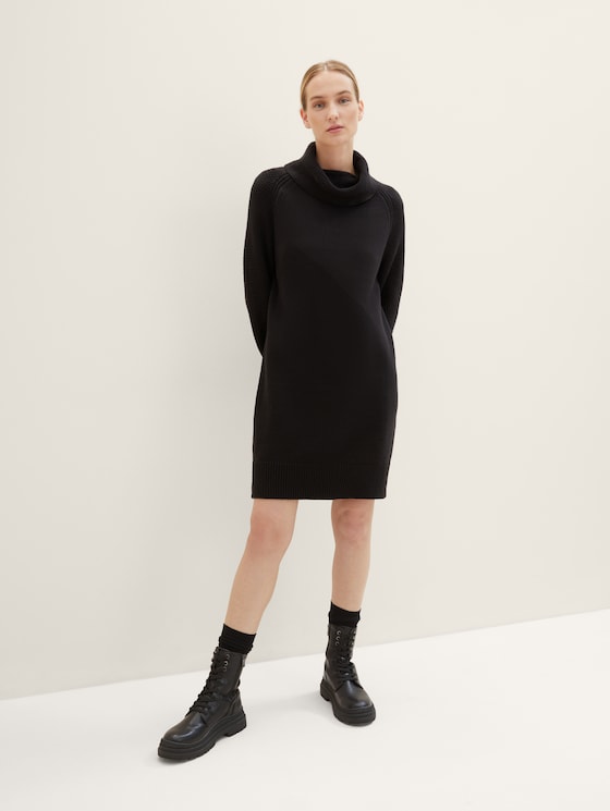 Knitted dress with a turtleneck