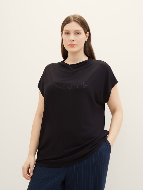 Plus - T-shirt with a stand-up collar
