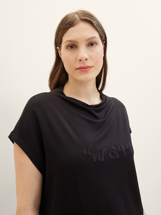 Plus - T-shirt with a stand-up collar