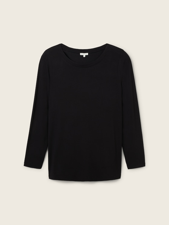 Plus - Langarmshirt mit U-Boot Ausschnitt