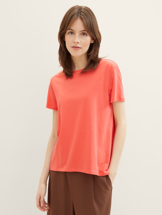 Loose fit cotton T-shirt by Denim Female, Plain Red