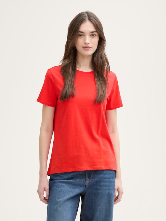 Loose Fit T-Shirt aus Baumwolle von Denim Female, Scarlet Red