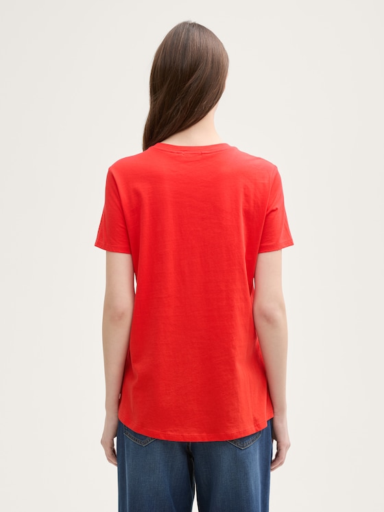 Los katoenen T-shirt door Denim Female, Scarlet Red