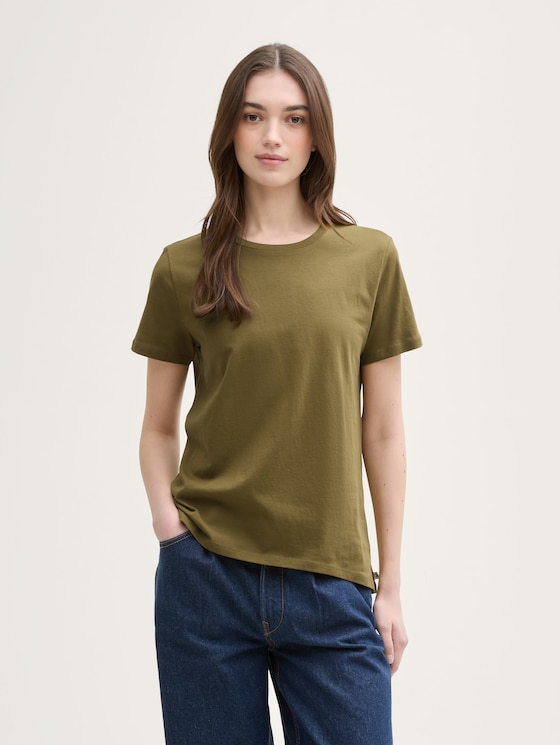 Loose Fit T-Shirt aus Baumwolle von Denim Female, warm moss green