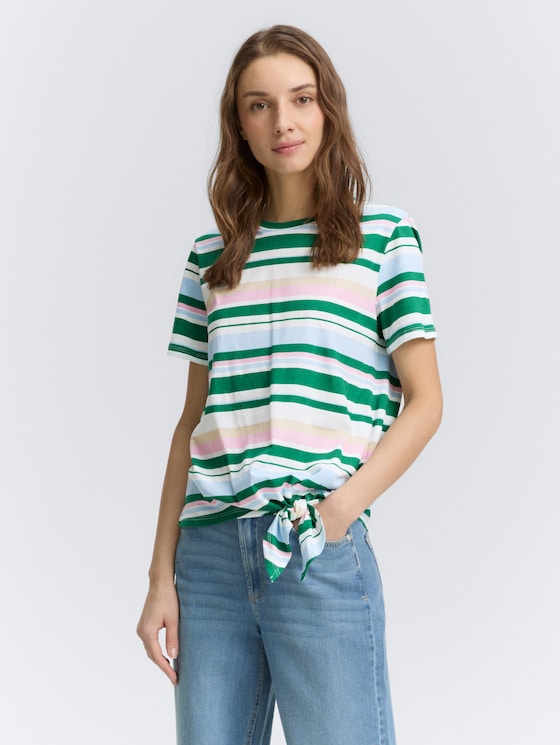 T-Shirt mit Knoten-Detail von Denim Female, multicolor stripe