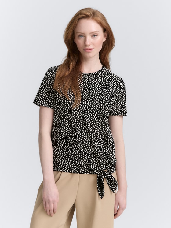 T-shirt avec détail noué par Denim Female, black white dotted print