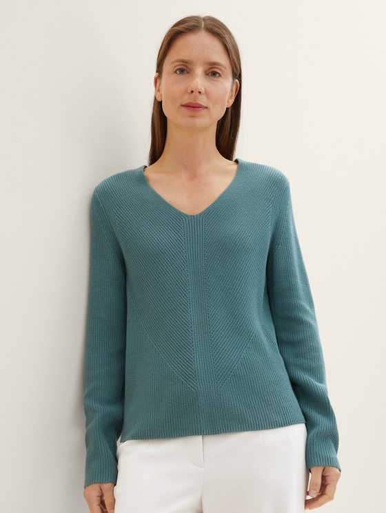 Strickpullover mit V-Ausschnitt von Women, Sea Pine Green