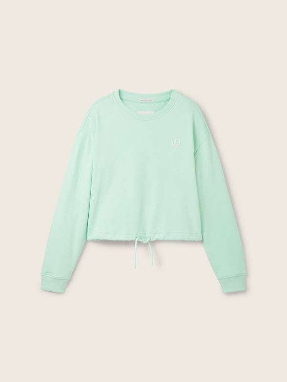 Sweat cropped comportant du polyester recyclé par Teen Girls, soft bright green