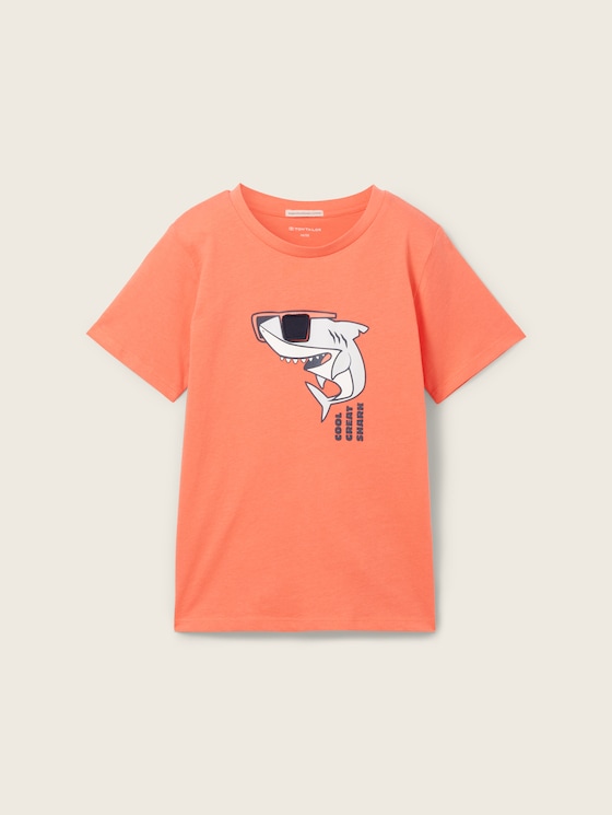 T-shirt van biologisch katoen door Mini Boys, Living Coral