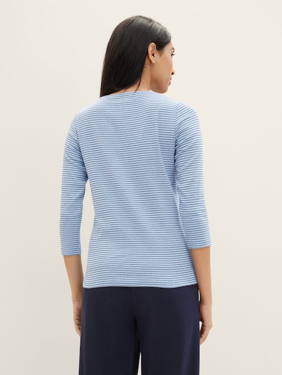 3/4-sleeved shirt with organic cotton by Women, blue navy thin stripe