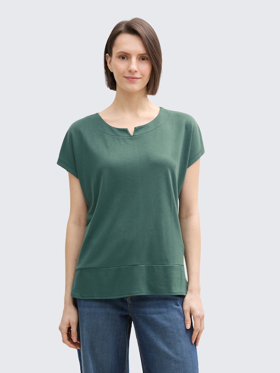 T-shirt van een materiaalmix door Women, explorer green