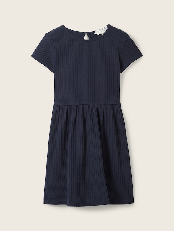 Jurk met geribbelde structuur door Mini Girls, sky captain blue