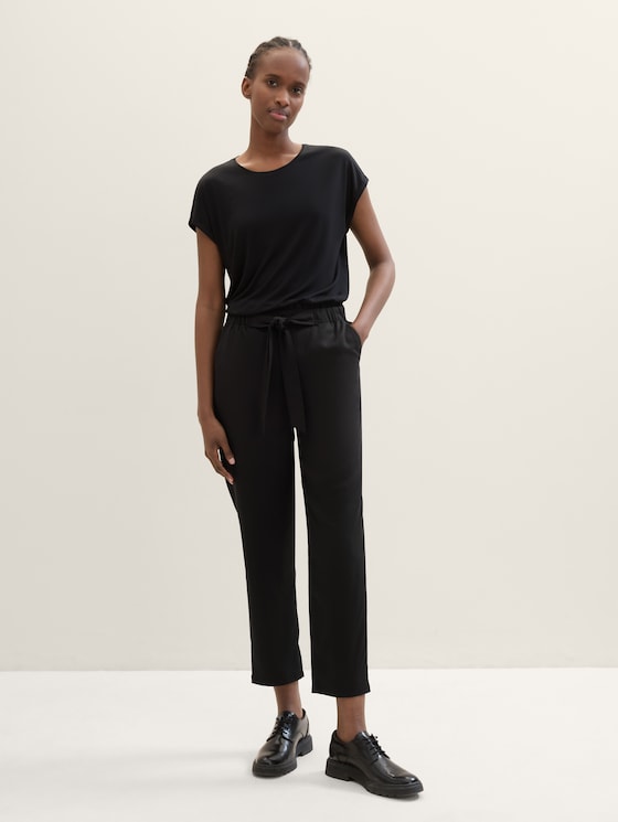 Black wide leg paperbag trousers hotsell