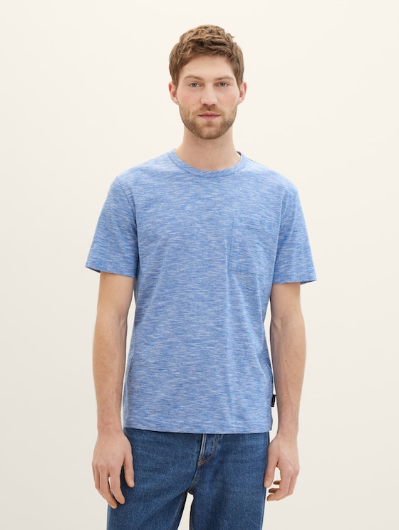 T-Shirt in Melange Optik von Men, sure blue finestripe