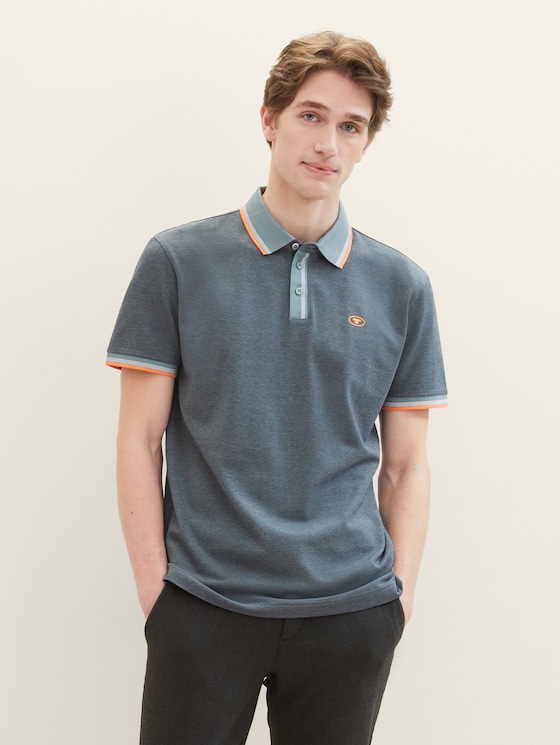 Basic poloshirt door Men, navy grey mint twotone