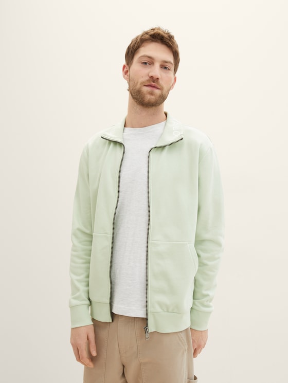 Sweatjacket with a stand-up collar