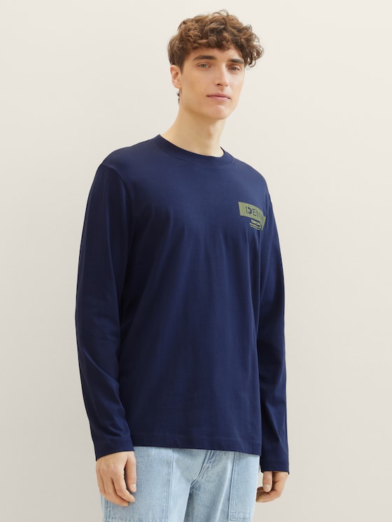 Shirt met lange mouwen en logoprint door Denim Male, dark blueberry