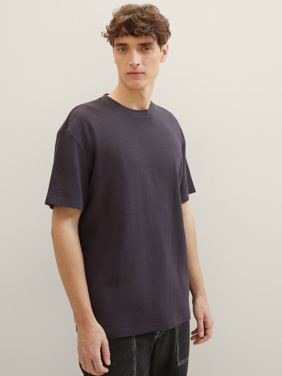 T-shirt met wafelstructuur door Denim Male, coal grey
