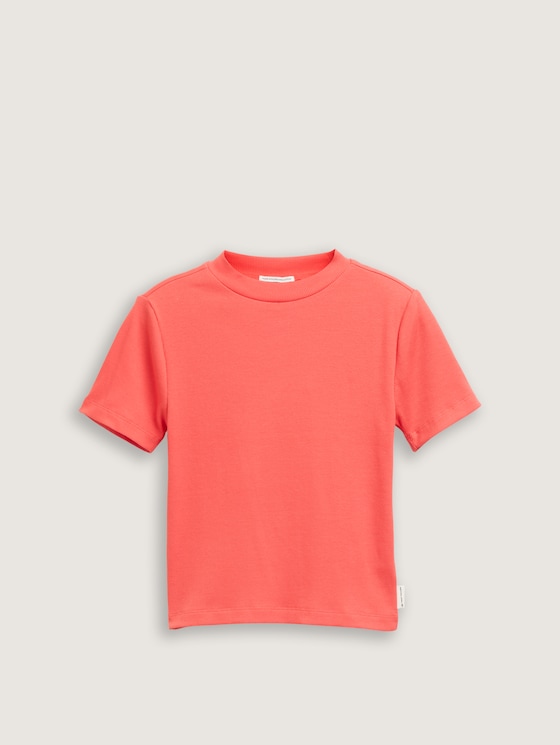 Cropped T-Shirt mit Rippstruktur von Teen Girls, Plain Red