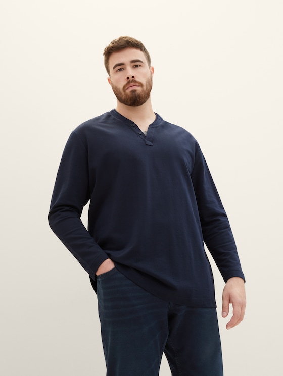 Plus - Long-sleeved shirt with texture