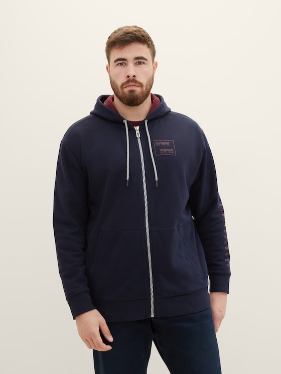 Plus - Sweatjacket with a by Tailor print Tom