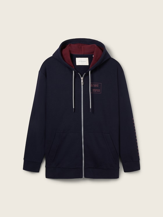 Plus - Sweatjacket with a print by Tom Tailor | Zip Hoodies