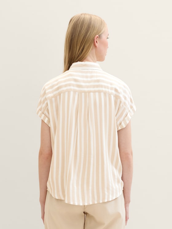 Gestreiftes Kurzarmhemd von Women, beige offwhite stripe