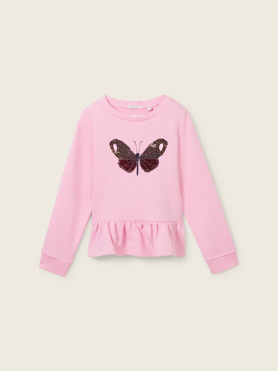 Sweatshirt met zijsplitten door Mini Girls, fresh summertime pink