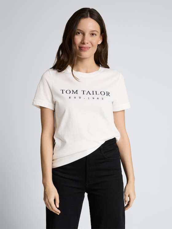 T-Shirt mit Logo-Stickerei von Women, off white