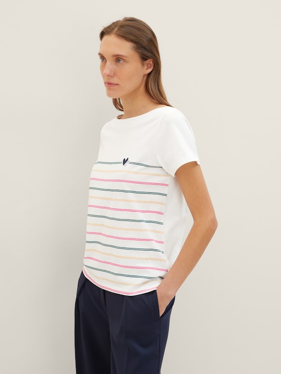 Striped T-shirt with a submarine neckline by Women, Whisper White