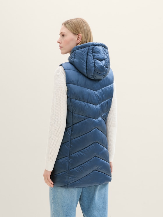 Lang gewatteerd vest met kap door Women, nighttime blue