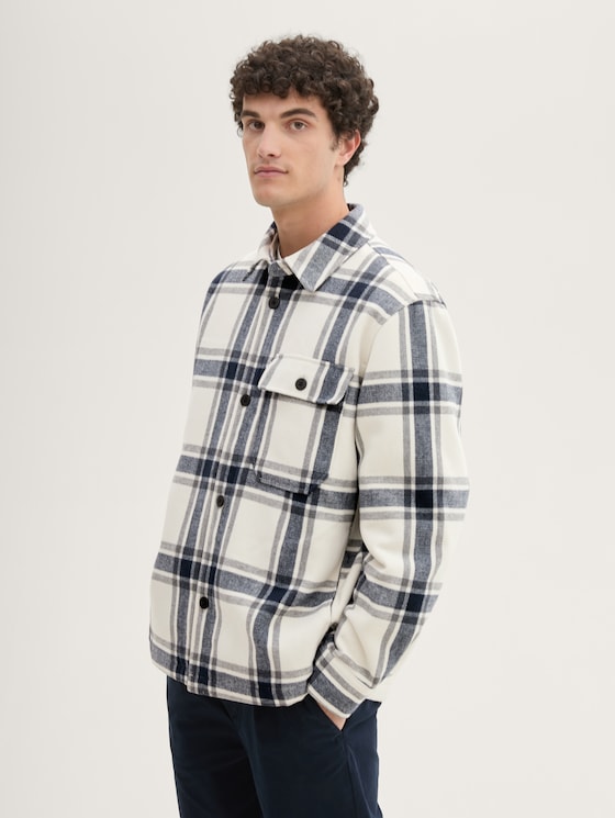 Kariertes Overshirt von Denim Male, beige wool check